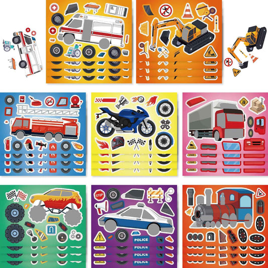 32 Sheets Vehicle Theme Make Your Own Stickers for Kids - TTpen