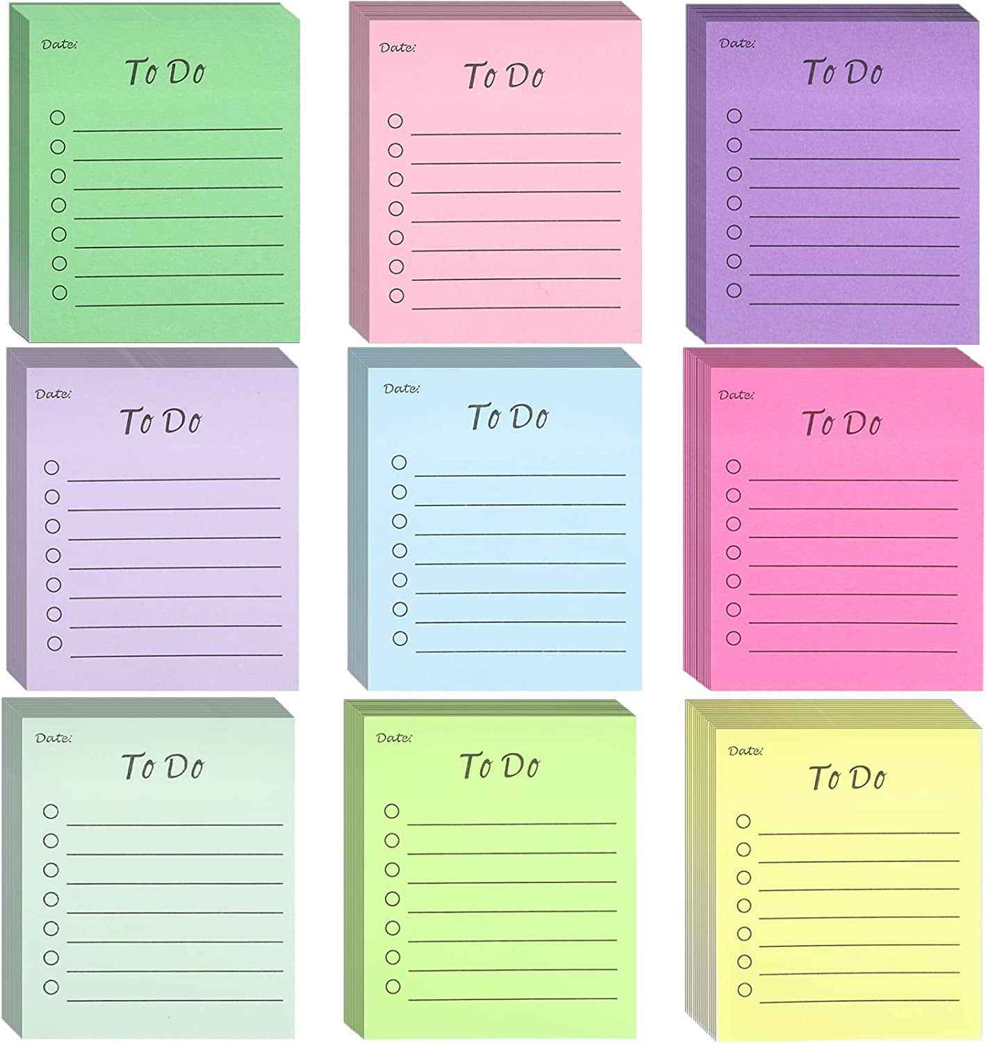 To Do List Sticky Notes Memo,50 Sheets/pad,9 Colors,10x7cm - TTpen