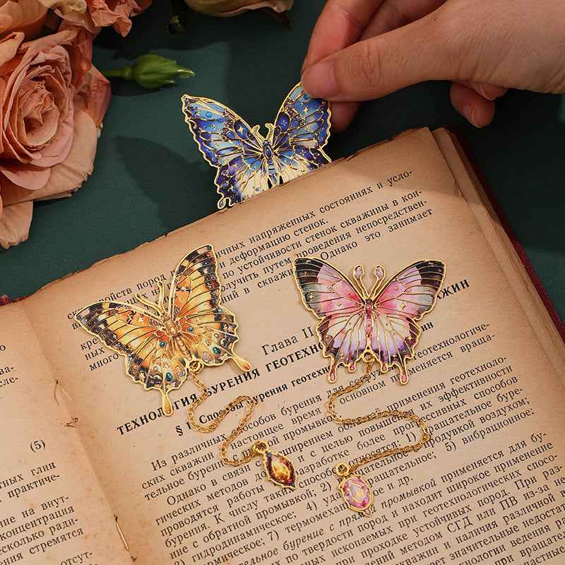 6-Piece Vintage Butterfly Metal Bookmarks with Tassels – Book Lover Gifts
