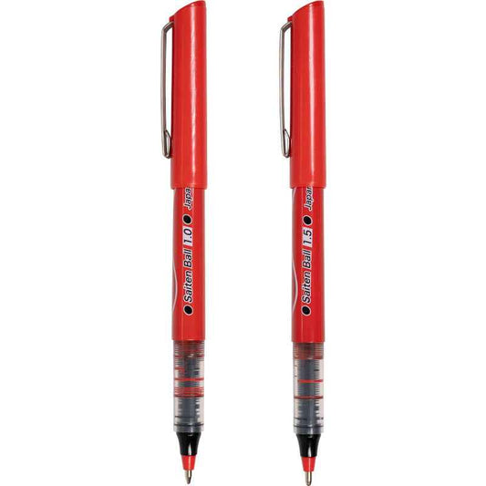OHTO Saiten Ball Rollerball Pen 1.0mm + 1.5mm Red 2 Pack