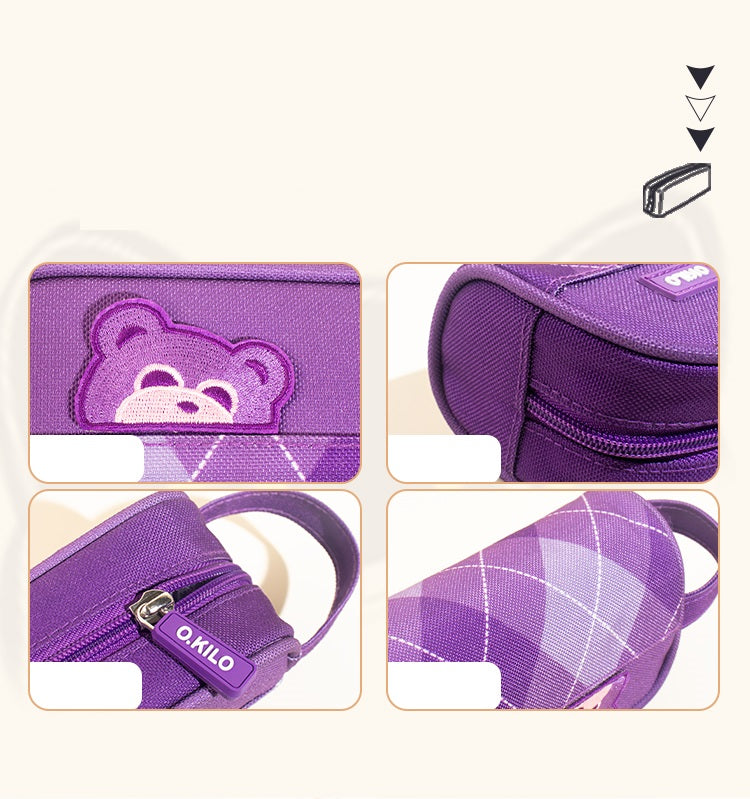 O.KILO Pencil Case Shark Blue/Black Cat/Dino Green/Purple Bear