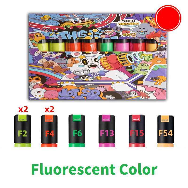 Uni Posca Paint Marker PC-8K,Broad Chisel Tips,8 Fluorescent Colors