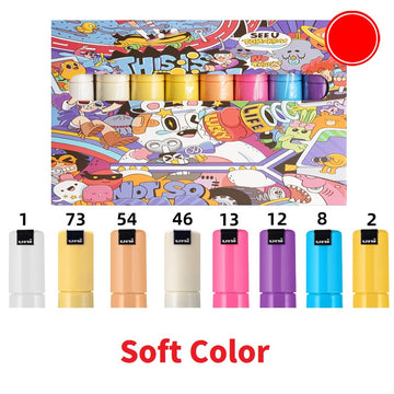 Uni Posca Paint Marker PC-8K,Broad Chisel Tips,8 Soft Colors