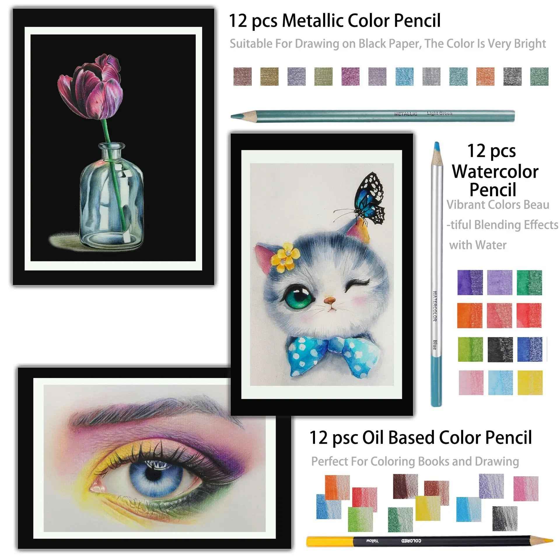 KALOUR 83 Piece Art Drawing Supplies Colored Sketching Pencils Set - TTpen