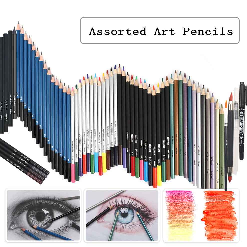 KALOUR 83 Piece Art Drawing Supplies Colored Sketching Pencils Set - TTpen