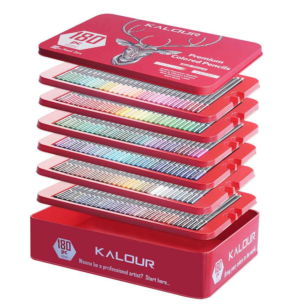 KALOUR 180 Colored Pencil Set -3.8mm Rich Pigment Soft Core Tin Box - TTpen