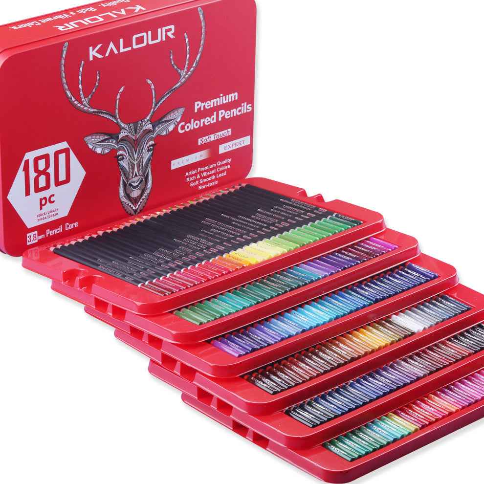 KALOUR 180 Colored Pencil Set -3.8mm Rich Pigment Soft Core Tin Box - TTpen