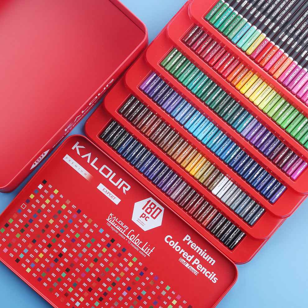 KALOUR 180 Colored Pencil Set -3.8mm Rich Pigment Soft Core Tin Box - TTpen