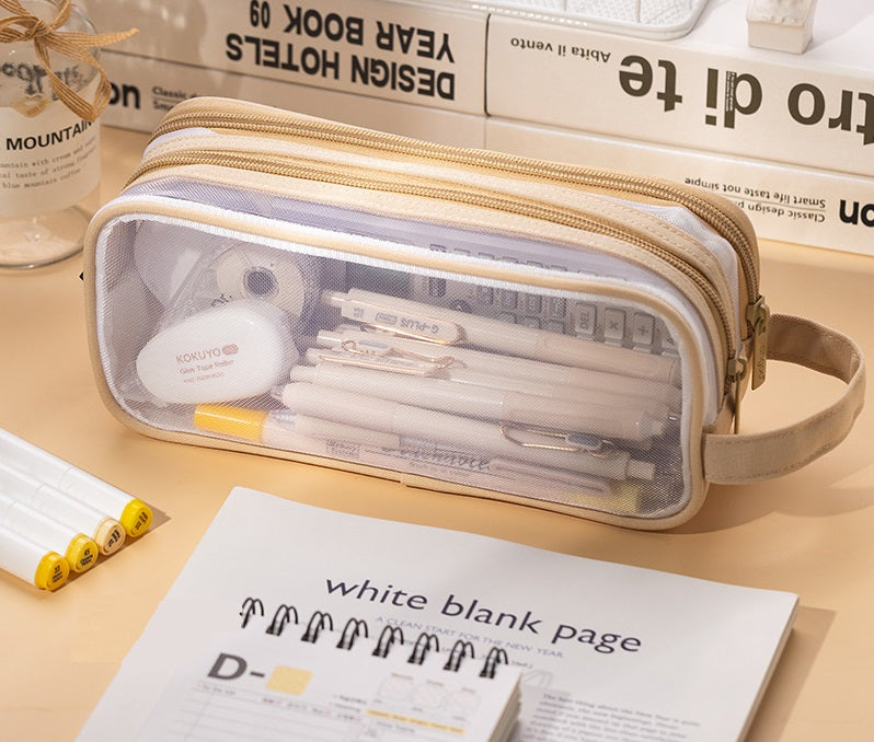 Angoo Mesh Transparent Pencil Case Large Capacity School Supply Organizer