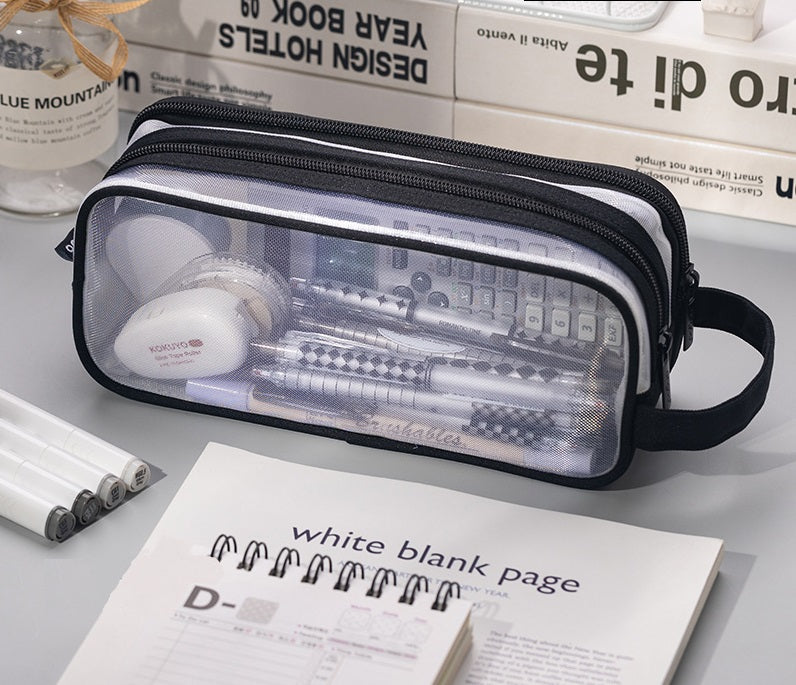 Angoo Mesh Transparent Pencil Case Large Capacity School Supply Organizer