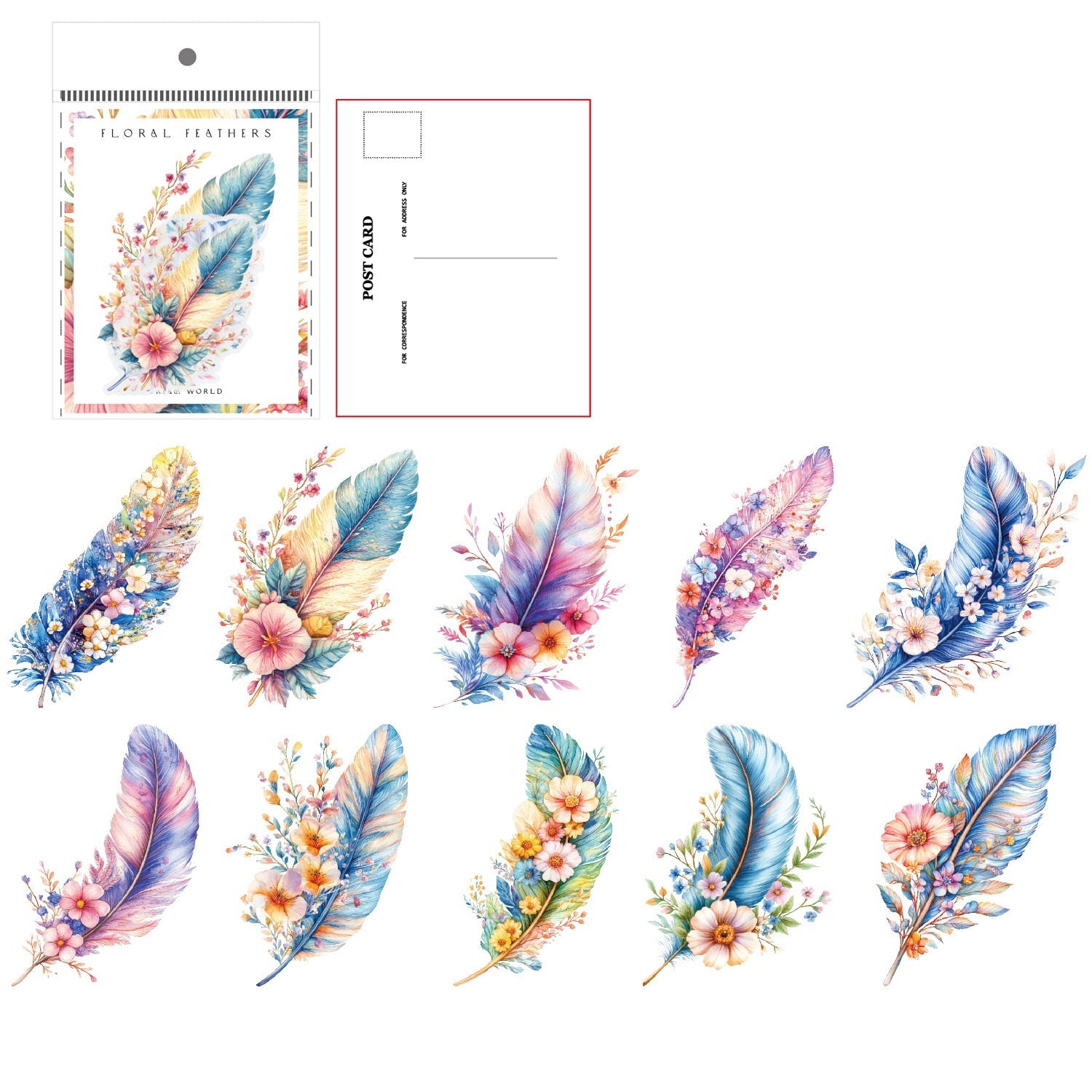 Dreamland Feather Sticker Set – 120 Sheets 70mm