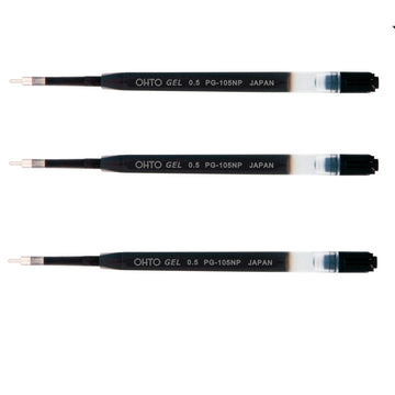 OHTO Flash Dry Gel Pen Refill 0.5mm Black PG-105NP,3 Pack
