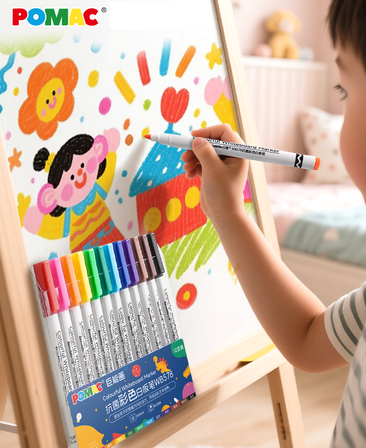12-Color Erasable Whiteboard Markers 24-Pack Magnetic Eraser