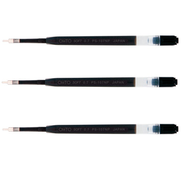 OHTO Soft Oil Based Ink Pen Refill 0.7mm Black PS-107N,3 Pack