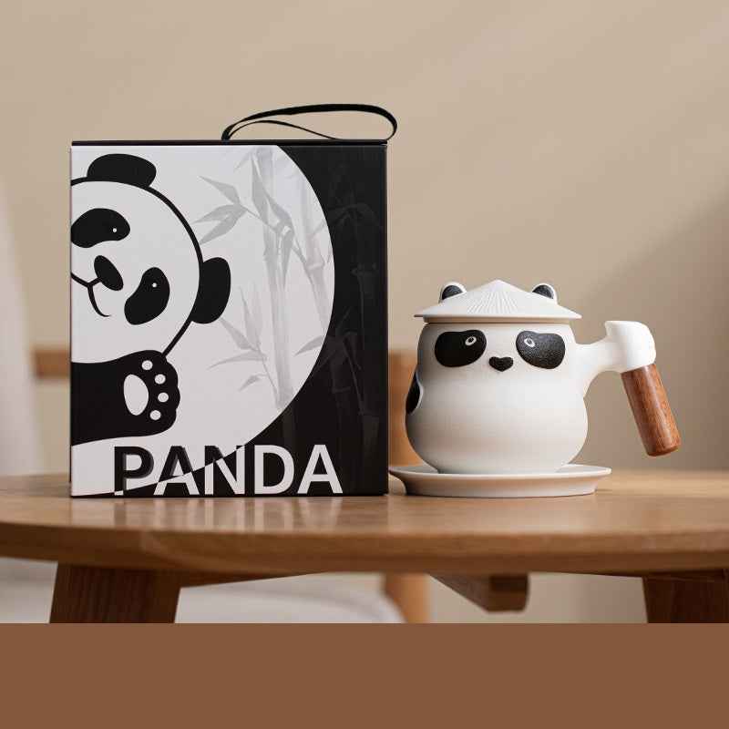 11oz Panda Tea Mug with Infuser and Lid Strainer Coaster
