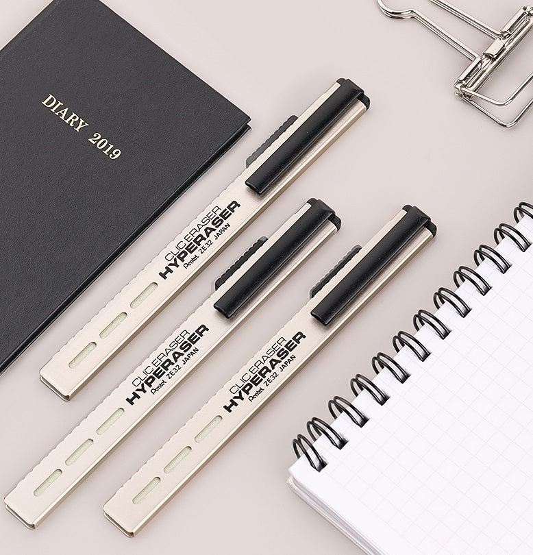 Pentel Clic Eraser Metal Shell for Pencil/Gel/Ballpoint Pen