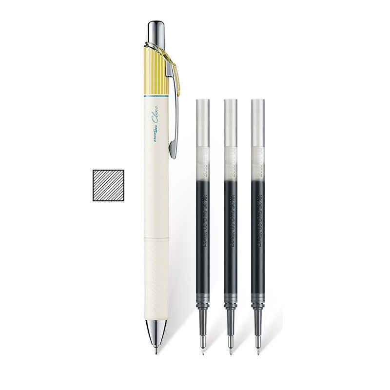 Pentel EnerGel Clena Gel Pen - 0.5mm - with 3pcs Black Ink Refills