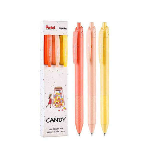 Pentel EnerGel Retractable Liquid Gel Pen,0.5mm,Black Ink,3 Color