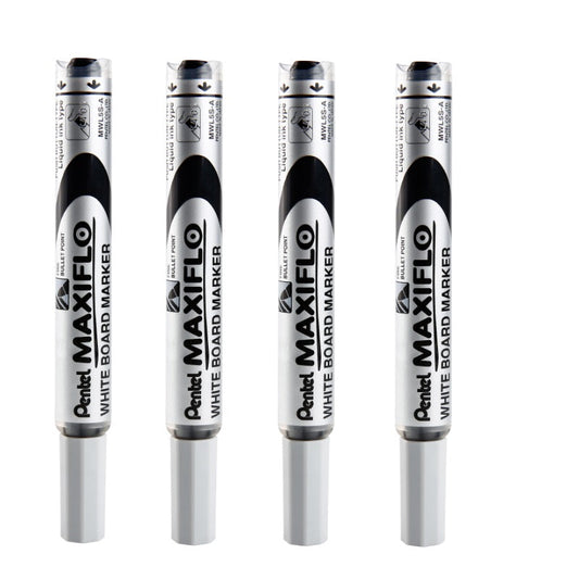 Pentel Maxiflo Whiteboard Marker Pen 4.0MM Bullet Tip MWL5S 4 Pack