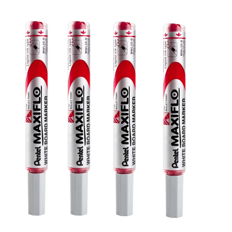 Pentel Maxiflo Whiteboard Marker Pen 4.0MM Bullet Tip MWL5S 4 Pack