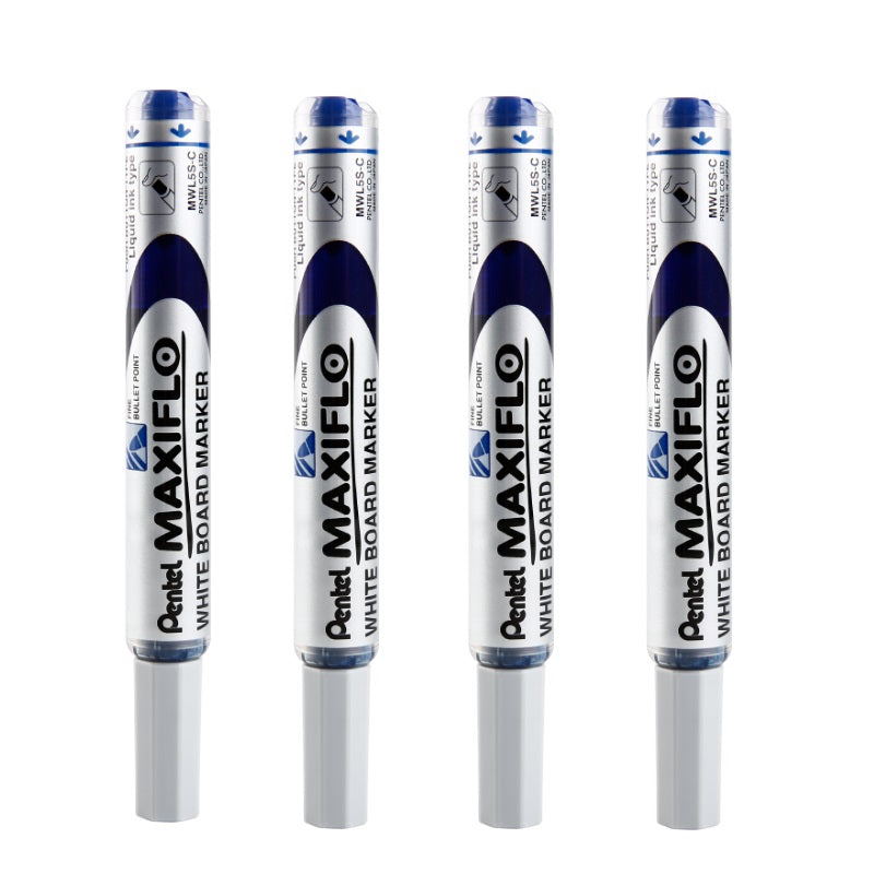 Pentel Maxiflo Whiteboard Marker Pen 4.0MM Bullet Tip MWL5S 4 Pack