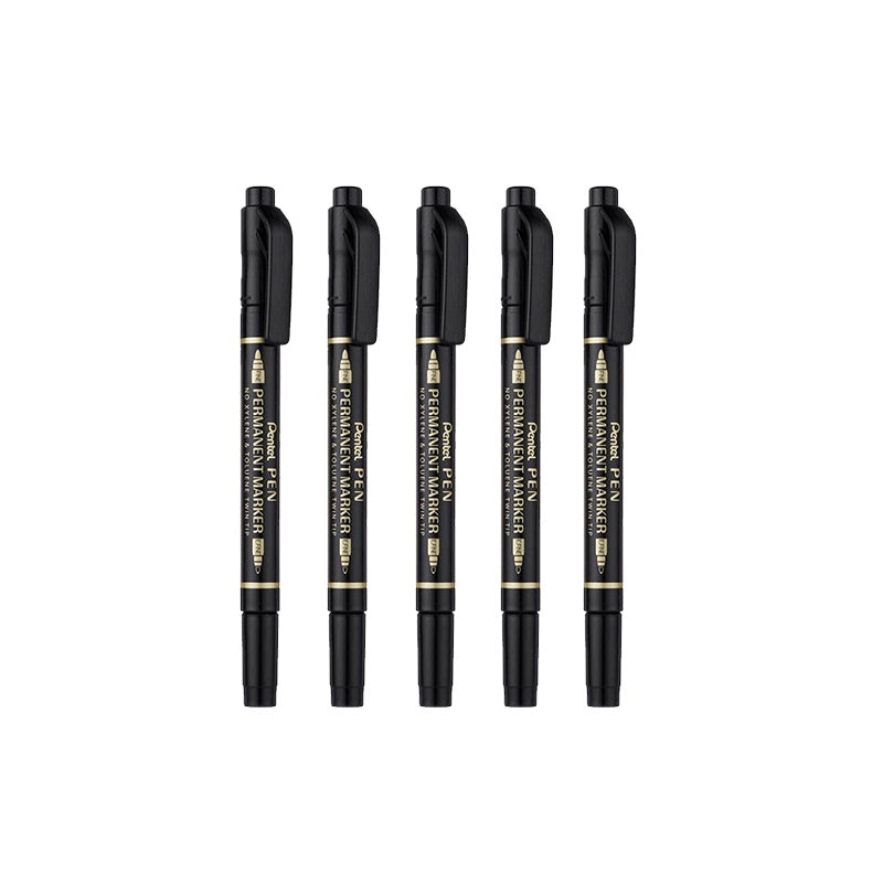 Pentel Twin-Tipped Permanent Marker Pen N75W 5 Pack