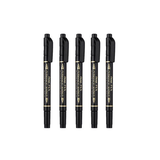 Pentel Twin-Tipped Permanent Marker Pen N75W 5 Pack