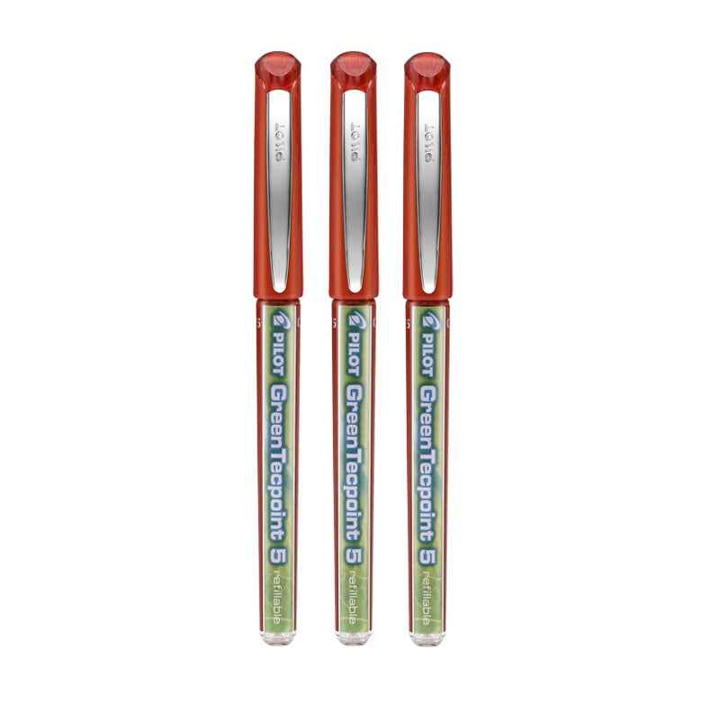 Pilot Green Tecpoint 5 Rolling Ballpoint Pen BXGR5 - 0.5 mm, 3 Pack