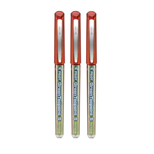 Pilot Green Tecpoint 5 Rolling Ballpoint Pen BXGR5 - 0.5 mm, 3 Pack