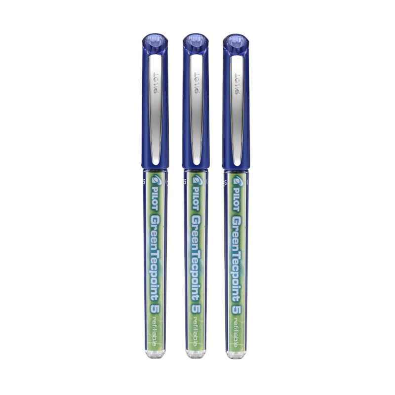 Pilot Green Tecpoint 5 Rolling Ballpoint Pen BXGR5 - 0.5 mm, 3 Pack
