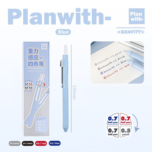 Planwith 4in1 Gravity Multi-Pen 0.7mm Ballpoint 0.5mm Mechanical Pencil