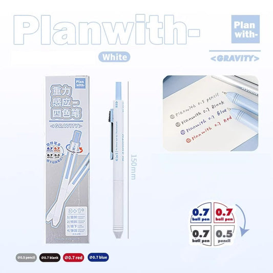 Planwith 4in1 Gravity Multi-Pen 0.7mm Ballpoint 0.5mm Mechanical Pencil