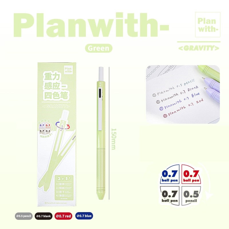 Planwith 4in1 Gravity Multi-Pen 0.7mm Ballpoint 0.5mm Mechanical Pencil
