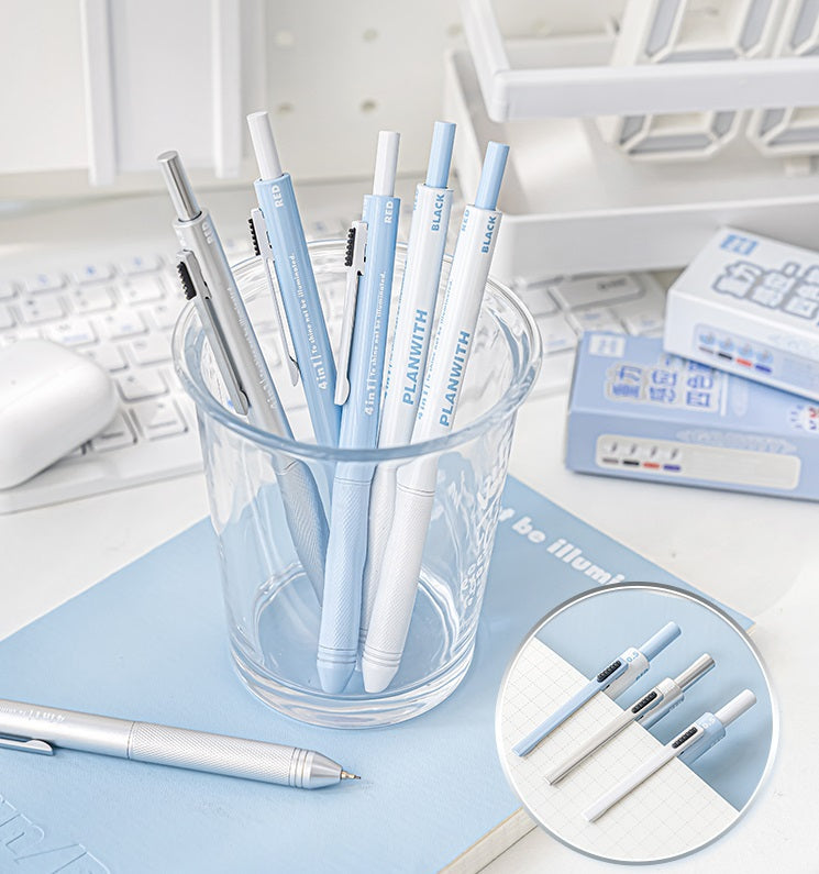 Planwith 4in1 Gravity Multi-Pen 0.7mm Ballpoint 0.5mm Mechanical Pencil