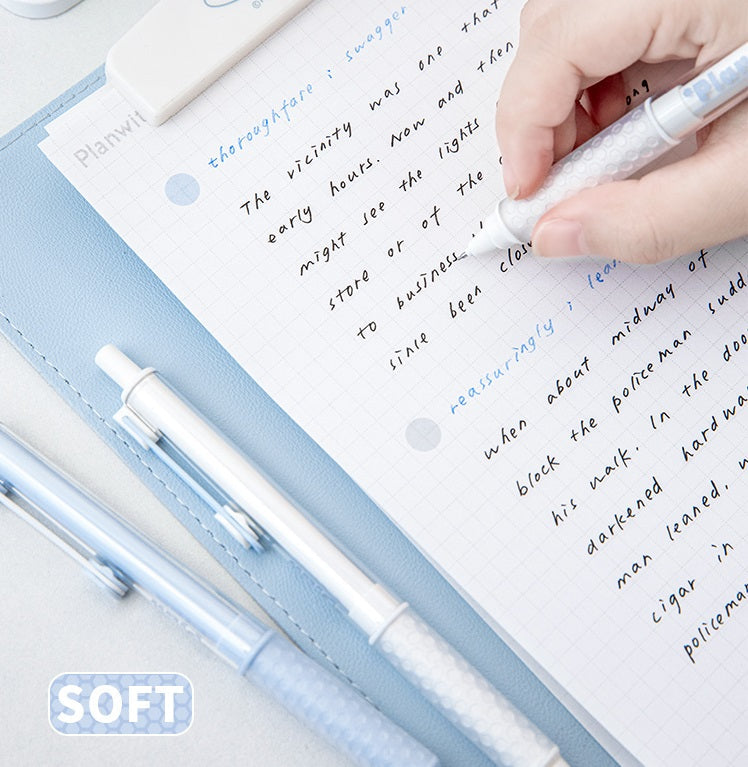 Planwith Clicker Gel Pen - Black Ink, Hexagonal Soft Grip - 4-Pack