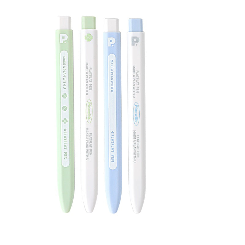 Planwith FlatFlat Clicker Gel Pen 0.5mm Black Ink - 4-Pack