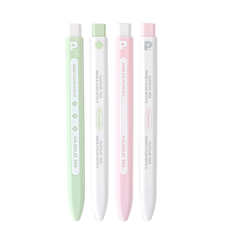 Planwith FlatFlat Clicker Gel Pen 0.5mm Black Ink - 4-Pack