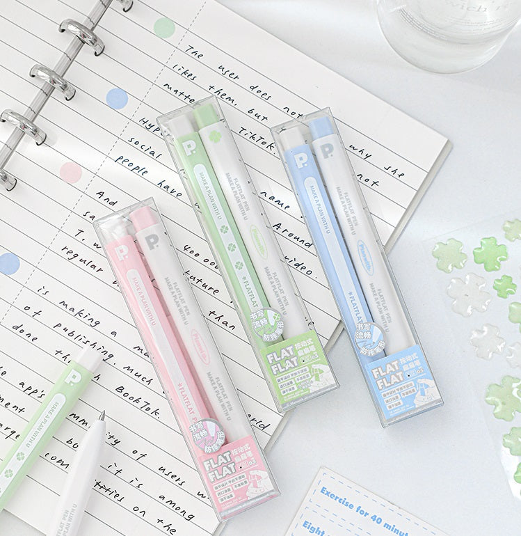 Planwith FlatFlat Clicker Gel Pen 0.5mm Black Ink - 4-Pack