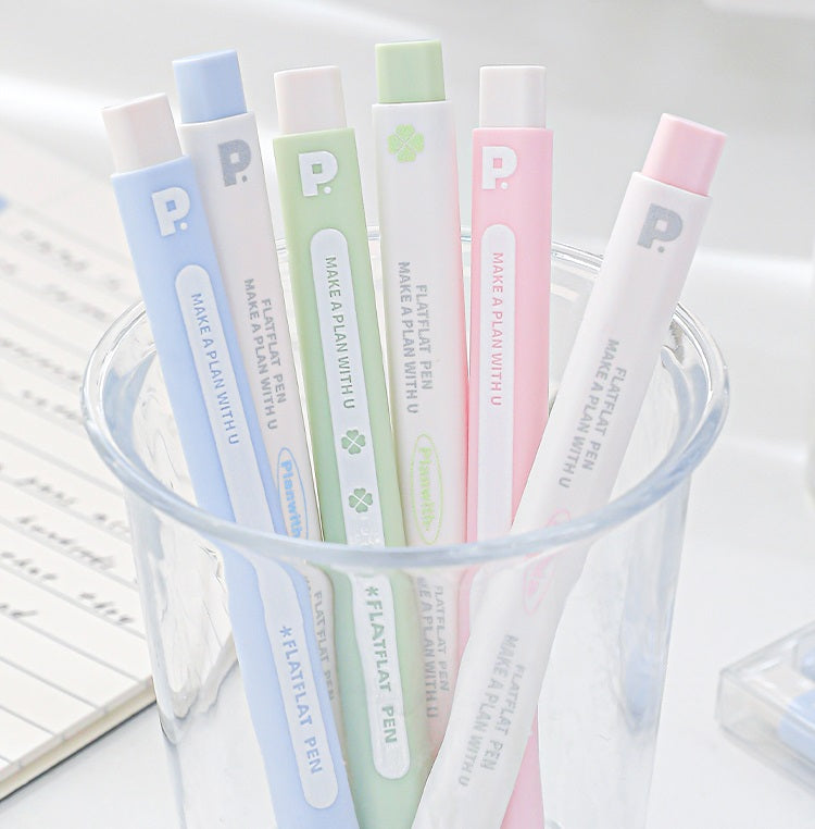 Planwith FlatFlat Clicker Gel Pen 0.5mm Black Ink - 4-Pack