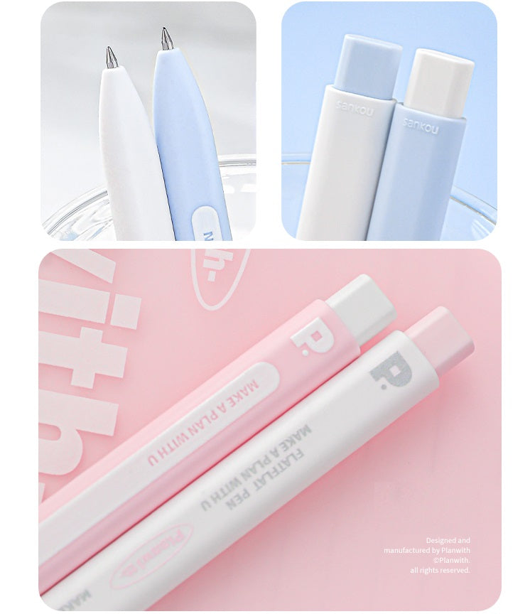 Planwith FlatFlat Clicker Gel Pen 0.5mm Black Ink - 4-Pack