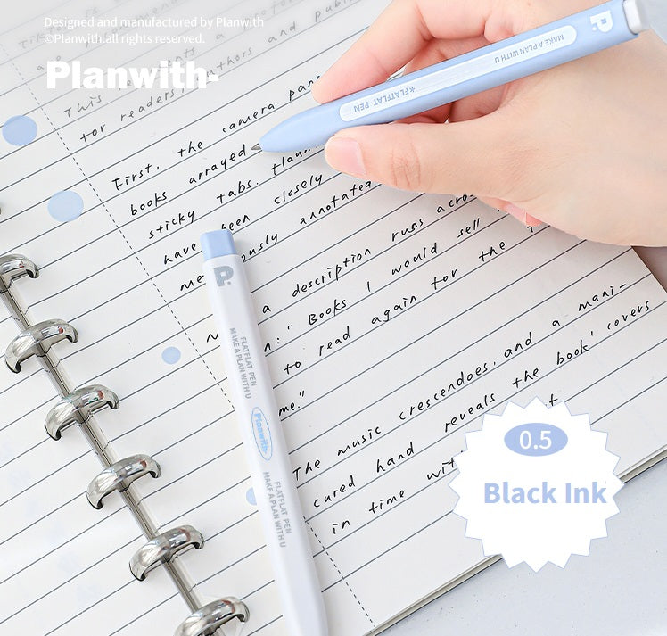 Planwith FlatFlat Clicker Gel Pen 0.5mm Black Ink - 4-Pack