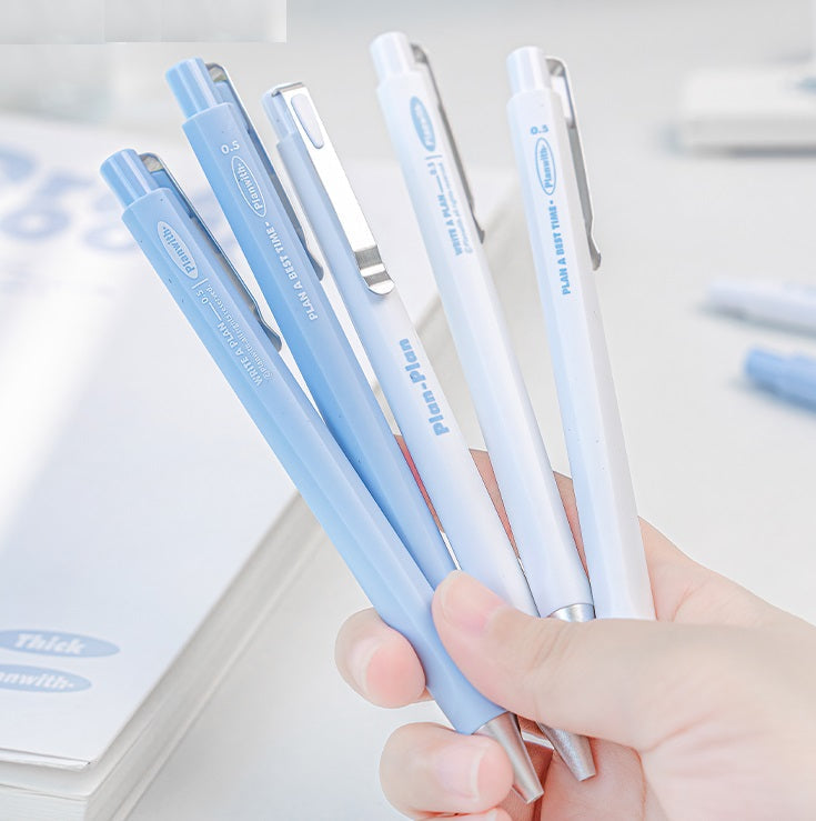 Planwith Low-Center-of-Gravity Clicker Gel Pen Set 6-Pack Black Ink