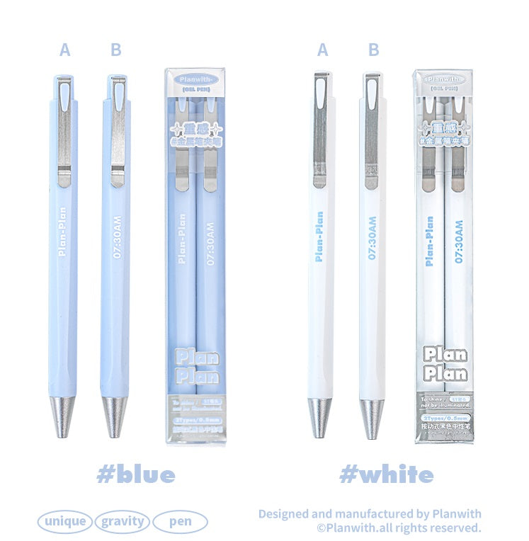 Planwith Low-Center-of-Gravity Clicker Gel Pen Set 6-Pack Black Ink