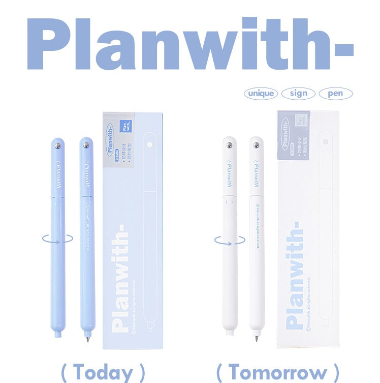 Planwith Rotating Gel Pen Shockproof,0.5mm Black Ink - 2-Pack