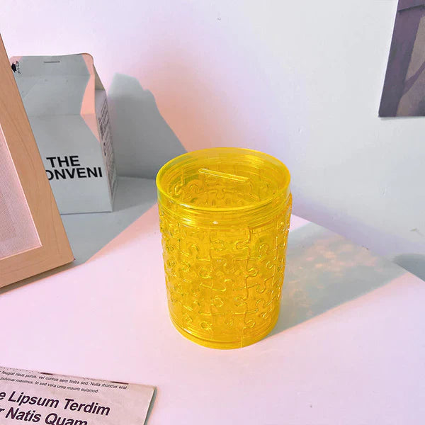 Transparent Puzzle Pen Holder Yellow