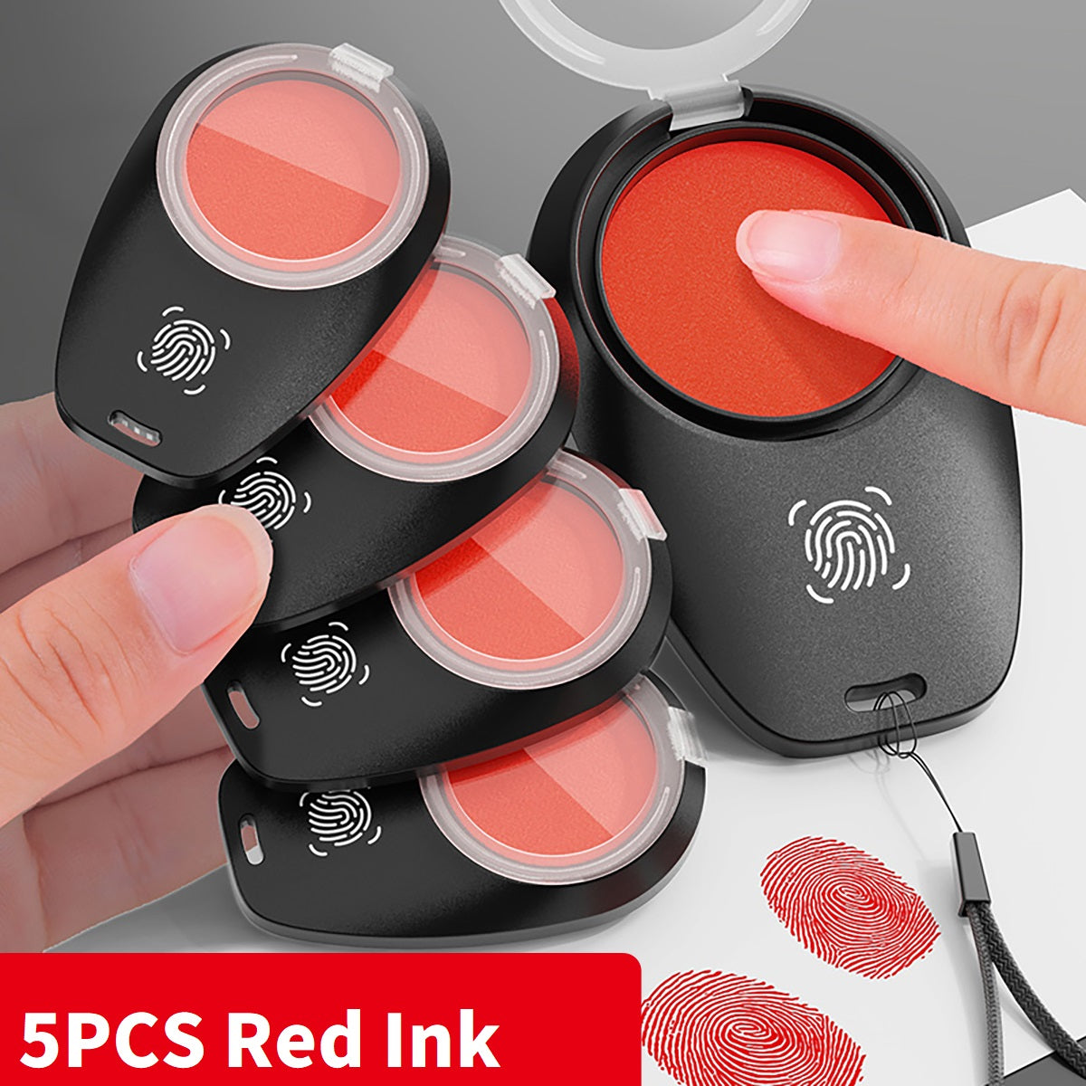 5pcs Quick Drying Red Ink Thumbprint Fingerprint Pad