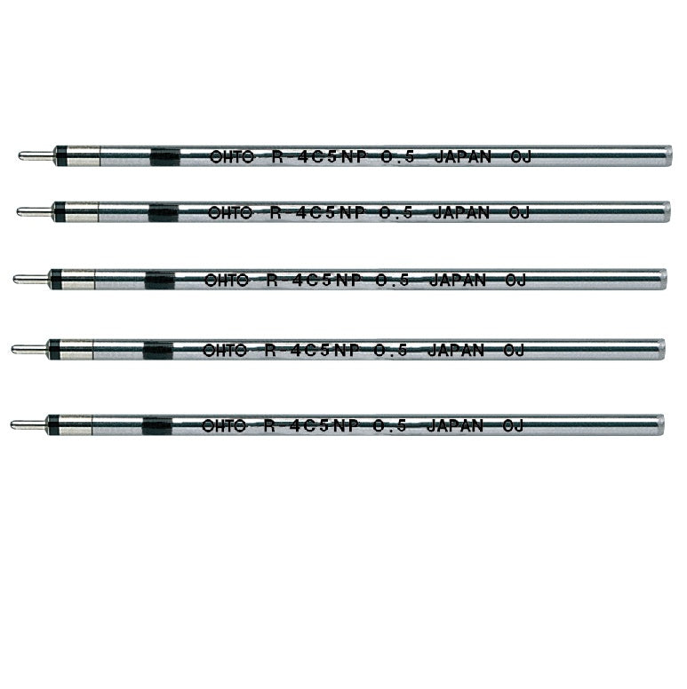 OHTO Oil Based Ballpoint Pen Refill 0.5mm Black R-4C5NP,5 Pack
