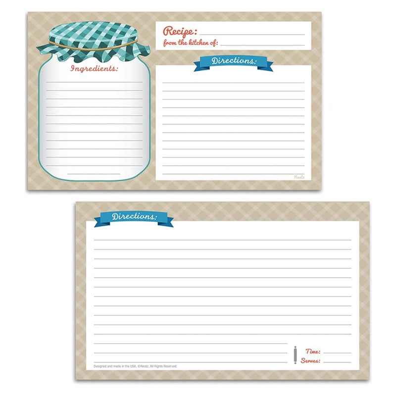 25 Double Sided Recipe Cards 4 x 5.5 Inch - TTpen