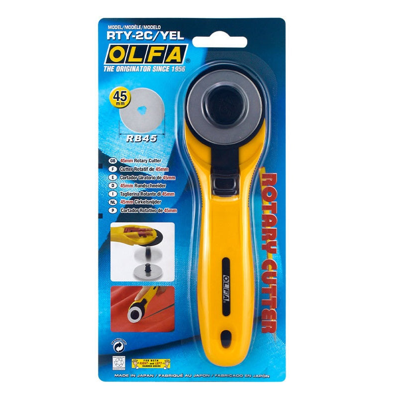 OLFA 45mm Quick-Change Rotary Fabric Cutter (RTY-2C) Yellow