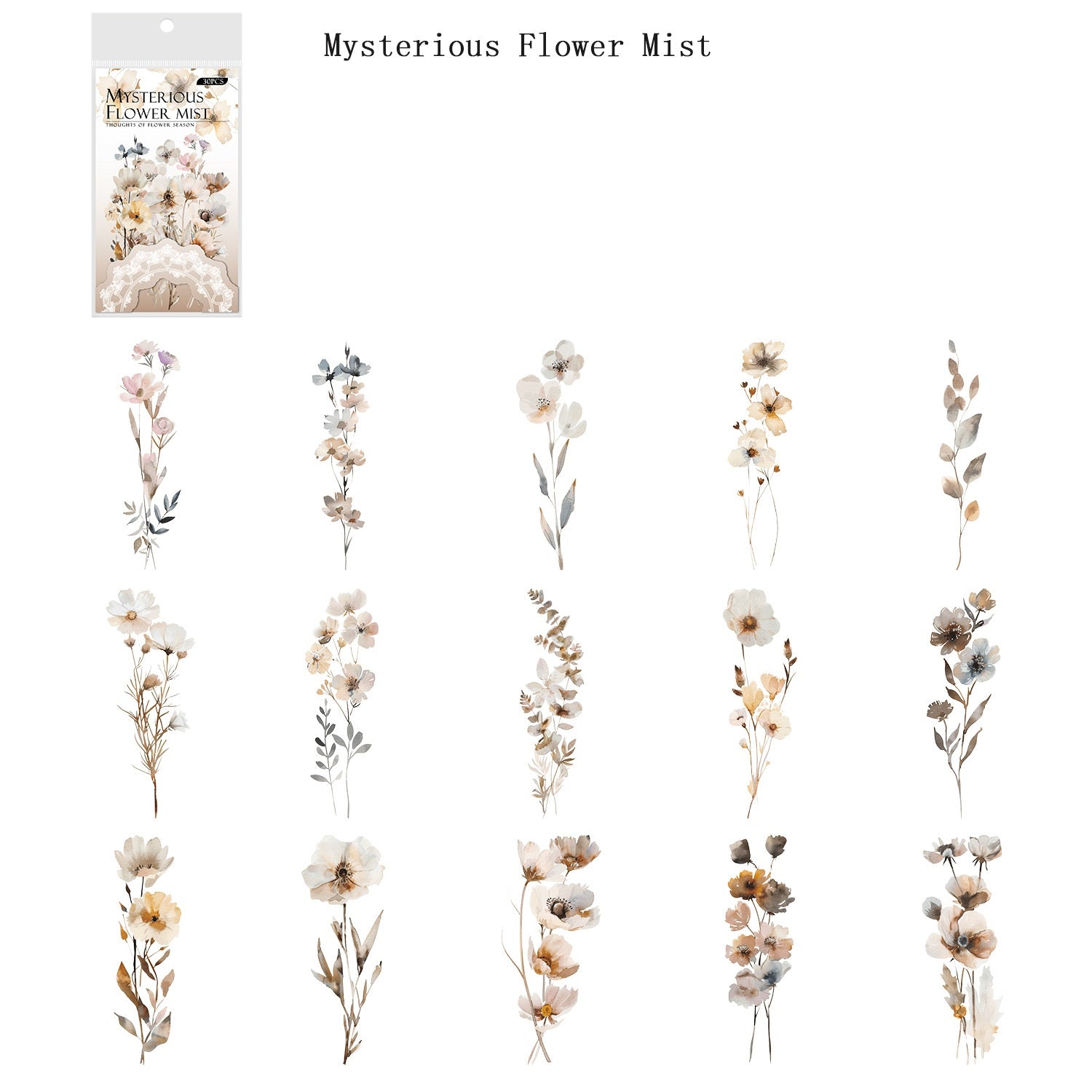 120 Retro Floral PET Sticker Set for Journaling & Scrapbooking